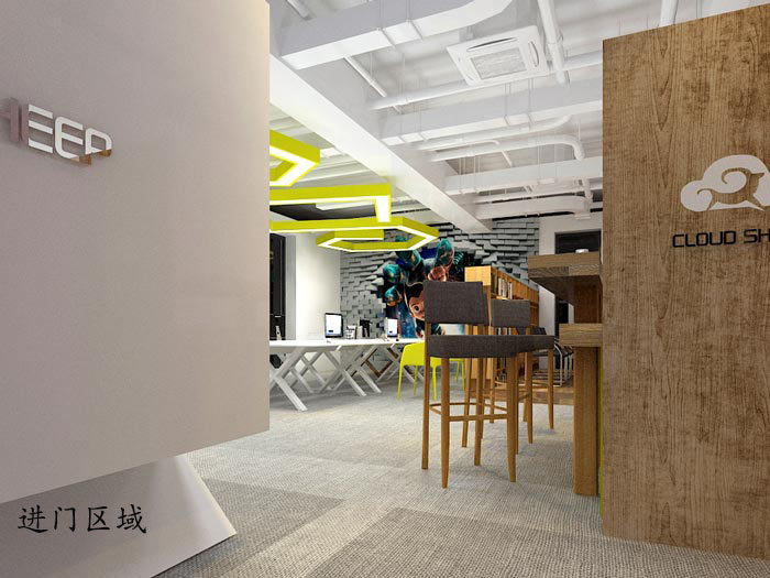 動漫公司辦公室設(shè)計(jì)方案進(jìn)門區(qū)域效果圖
